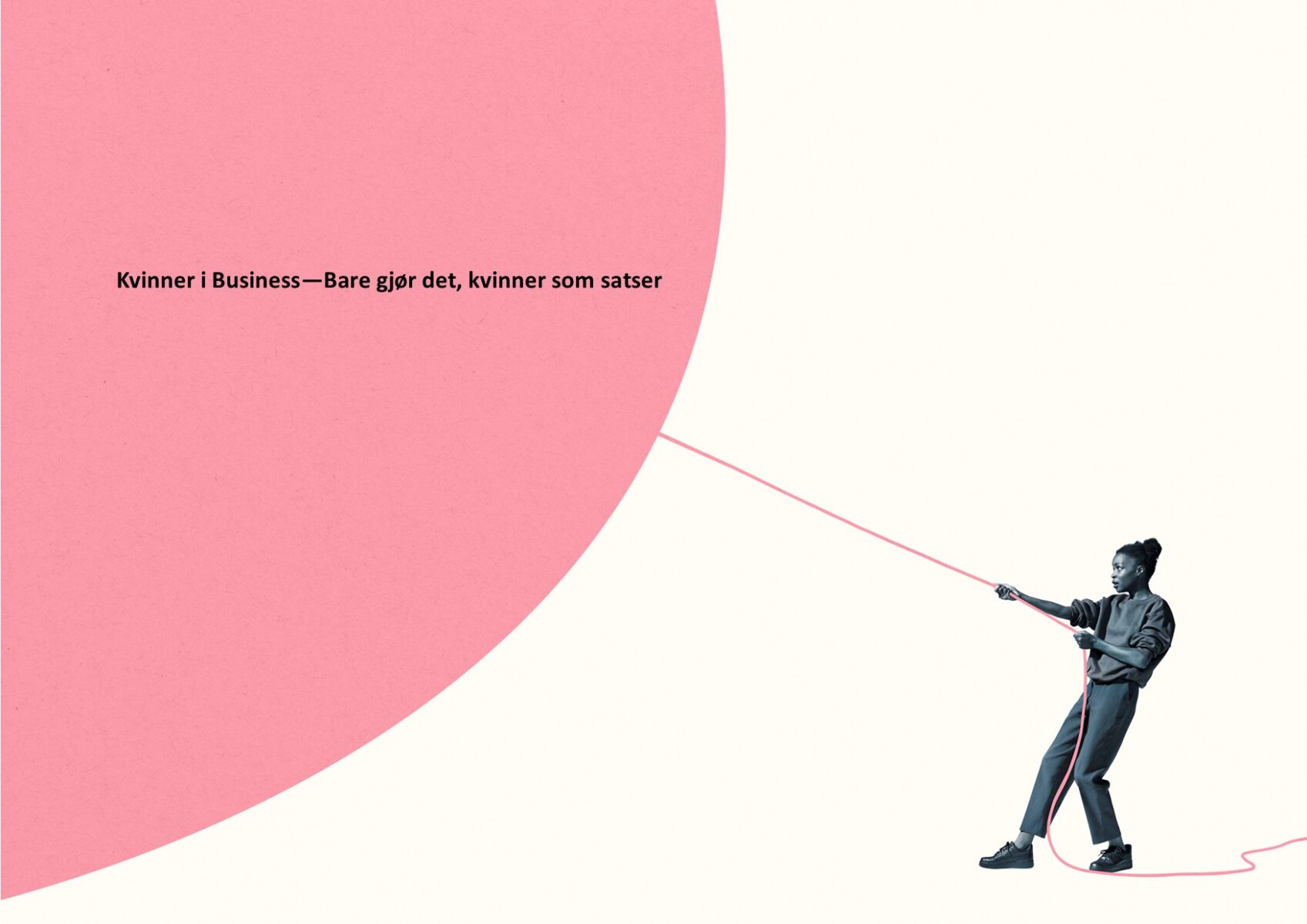 Illustrasjon av kvinne som drar i rosa ballong